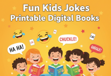 Fun Kids Jokes Printable eBooks – Download Fun, Clean Humor for Kids Fun Kids Jokes Printable - Kids laughing and enjoying Fun Kids Jokes printable eBooks with joke icons and speech bubbles