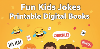 Fun Kids Jokes Printable - Kids laughing and enjoying Fun Kids Jokes printable eBooks with joke icons and speech bubbles