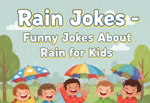 Kids laughing and playing in the rain with colorful raincoats and umbrellas