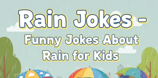 Kids laughing and playing in the rain with colorful raincoats and umbrellas