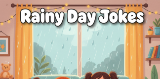 Kids laughing and having fun indoors on a rainy day with crafts and jokes